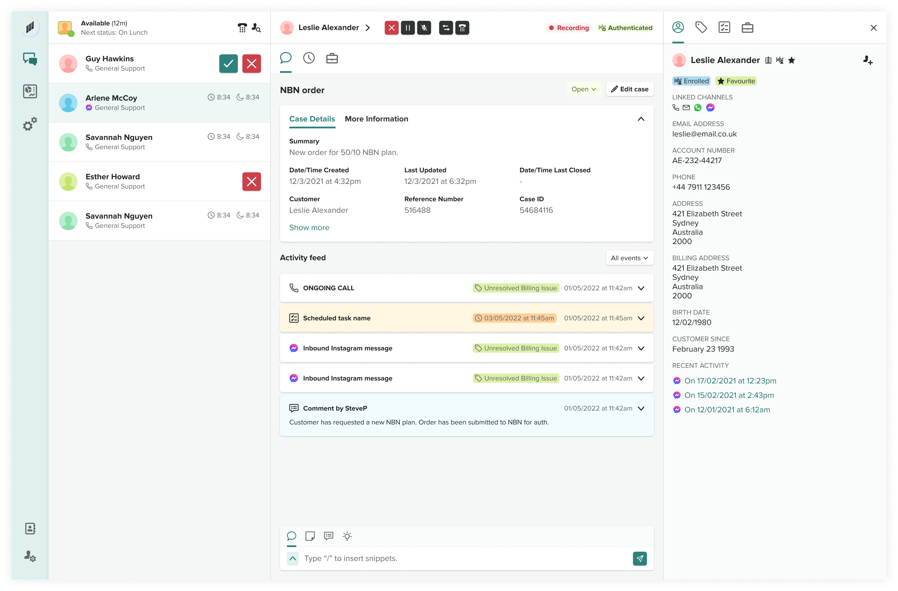 Engage product interface
